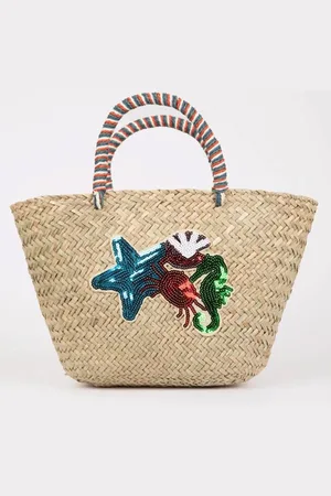 DeFacto Handtasche Aus Stroh Mit Muschelmuster B9047axns für Damen - One Size