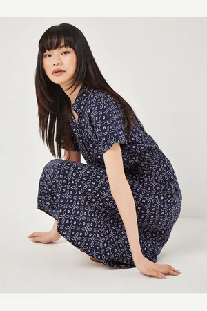 Apricot Batik Midikleid für Damen - M