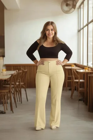Trendyol Gerade Geschnittene Hose Aus Nerzgewebe Tbbss24ar00048 Mit Nähdetail für Damen - 52