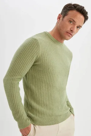 DeFacto Standard-passform, Normaler Schnitt, Rundhalsausschnitt, Jacquard-strickpullover, A5234ax24wn für Herren - L