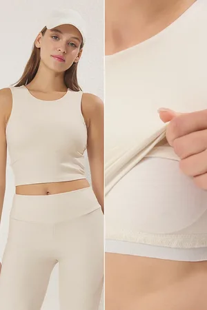 Trendyol 2-lagige, Gepolsterte -sport-bh-strickbluse – Weicher Stoff Mit Bürste für Damen - M