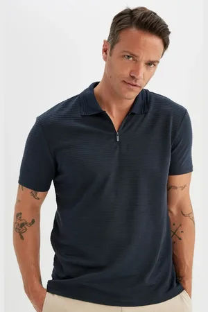 DeFacto Neues, Normales, Kurzärmliges, Schlichtes Basic-poloshirt Mit Reißverschluss C5586ax24sm für Herren - S
