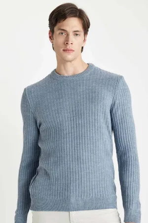 DeFacto Standard-passform, Normaler Schnitt, Rundhalsausschnitt, Jacquard-strickpullover, A5234ax24wn für Herren - M