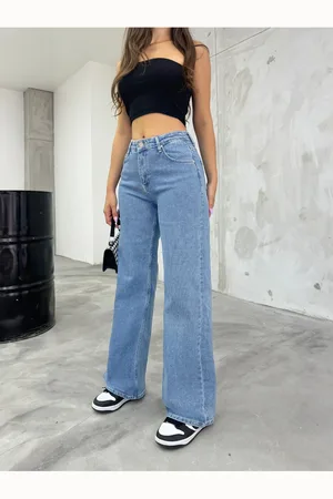 BİKELİFE Blaue Palazzo-jeans Mit Hoher Taille für Damen - 34