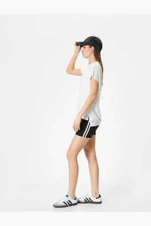 Koton Bequeme Passform, Basic-sport-lang-t-shirt, Kurzärmelig, Rundhalsausschnitt für Damen - XS