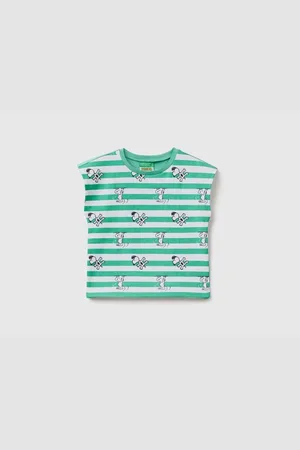 Benetton Mintgrünes Gestreiftes T-shirt Mit Snoopy-aufdruck Für Mädchen für Damen - 18–24 Monate