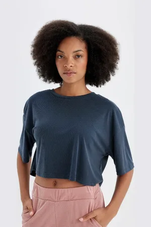 DeFacto Fit Kurzes Sport-t-shirt Mit Rundhalsausschnitt, Modal, Kurze Ärmel für Damen - S