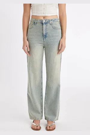 DeFacto 90er-jahre-jeans Mit Weitem Bein Und Hoher Taille, Lange, Gewaschene Hose für Damen - 38