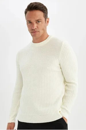 DeFacto Standard-passform, Normaler Schnitt, Rundhalsausschnitt, Jacquard-strickpullover, A5234ax24wn für Herren - XL