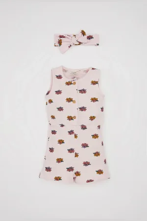 DeFacto Blumendruck-waffel-strampler Und Stirnband Für Babys – D3459a524hs für Damen - 4–5 Jahre