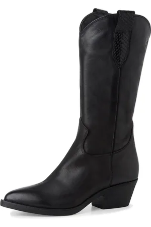 Tamaris Cowboystiefel Western 1-25706-43 008 Black Nubuc Leder Mit Touch-it für Damen - 38