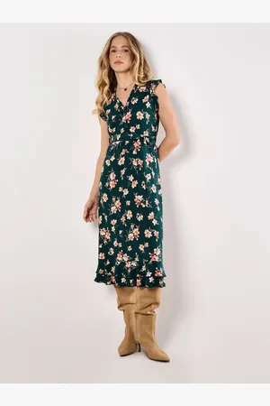 Apricot Geblümtes Midikleid Ditsy für Damen - L