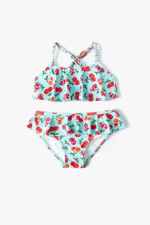 Koton Kirschfarbenes Bikini-set, 2-teilig, Mit Rüschen Und Überkreuzten Trägern für Damen - 5–6 Jahre