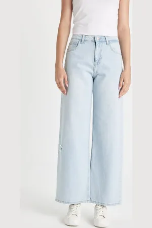 DeFacto Jeans Mit Normaler Taille Und Verwaschenem Bein Hose Mit Weitem Bein für Damen - 36