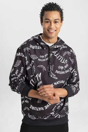 DeFacto Gemustertes Sport-sweatshirt Mit Kapuze Und Standardpassform – Taucherstoff B4511ax24sp für Herren - L