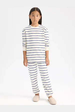 DeFacto Gestreiftes Pyjama-set Für Mädchen – Lange Ärmel Und Elastische Taille für Damen - 5–6 Jahre