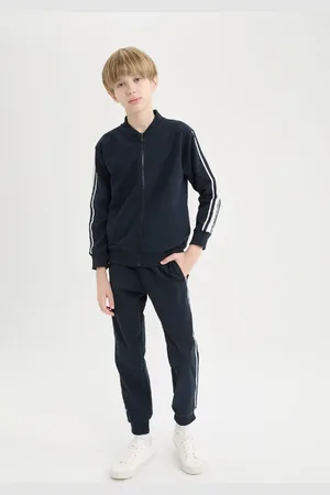 DeFacto 2-teiliges Set Für Jungen – Strickjacke Mit College-ausschnitt, Reißverschluss Und Elastische Jogginghose D9854a825sp für Herren - 8–9 Jahre