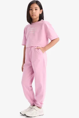 DeFacto 2-teiliges Set Für Mädchen – Bedrucktes Kurzarm-t-shirt – Elastische Jogginghose Mit Elastischem Bund für Damen - 5–6 Jahre