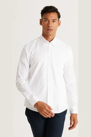 Altınyıldız Classics Weißes Slim-fit-hemd Mit Verstecktem Knopfkragen Aus 100 % Baumwolle für Herren - M