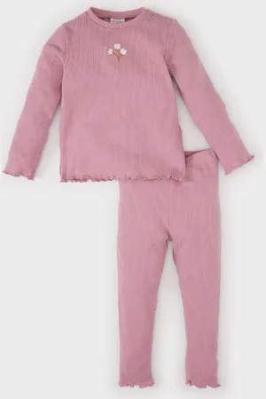DeFacto Floral Bedrucktes, Geripptes Langarm-t-shirt Und Elastische Taille Für Babys – Y1122a225sp für Damen - 9–12 Monate