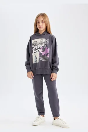 DeFacto Zweiteiliges Set Mit Bedrucktem Sweatshirt Mit Rundhalsausschnitt Und Elastischem Jogginghose Für Mädchen – D4057a824wn für Damen - 7–8 Jahre