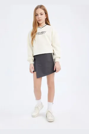 DeFacto Bedrucktes Sweatshirt Und Shorts Rock Für Mädchen – D9232a825sp für Damen - 7–8 Jahre