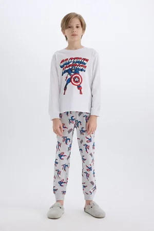 DeFacto Marvel Comics Pyjama-set Für Jungen – Rundhalsausschnitt, Lange Ärmel, Ober- Und Unterteil-set D6435a824wn für Herren - 9–10 Jahre