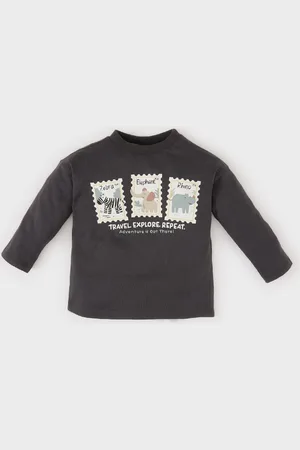 DeFacto Langärmliges Baby-t-shirt Mit Rundhalsausschnitt Und Animal-print für Herren - 3–4 Jahre