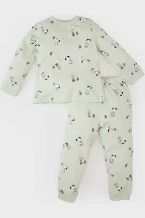 DeFacto Snoopy-pyjama-set Für Babys, Jungen – Gekämmte Baumwolle, Lange Ärmel, Elastische Taille, Langer Boden für Herren - 3–4 Jahre