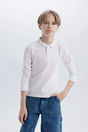 DeFacto Pike Basic Einfarbiges Langarm-poloshirt Für Jungen für Herren - 7–8 Jahre