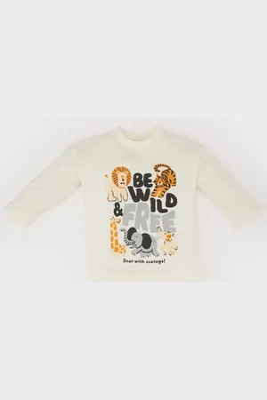 DeFacto Langärmliges Baby-t-shirt Mit Rundhalsausschnitt Und Animal-print für Herren - 24–36 Monate
