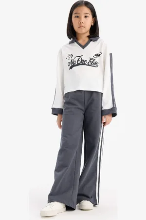 DeFacto 2-teiliges Set Für Mädchen, Bedrucktes Sweatshirt, Elastische Taille, Weites Bein, Jogginghose D9471a825sp für Damen - 8–9 Jahre