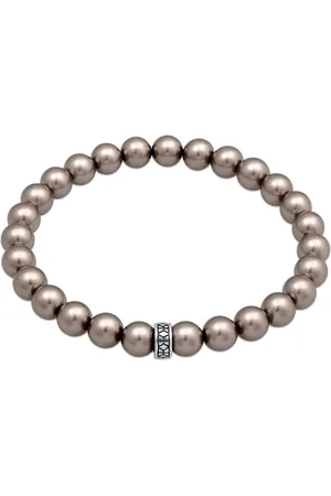 Kuzzoi 925 Silber – Elegantes Armband Mit Glasperlen Und Grau-perlendetails für Herren - 21 cm