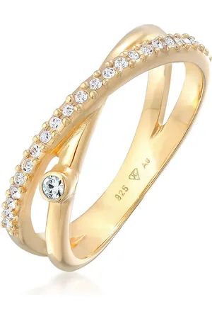 Elli Ring Aus 925er-sterlingsilber Mit Funkelnden X-förmigen Kristallen für Damen - 52