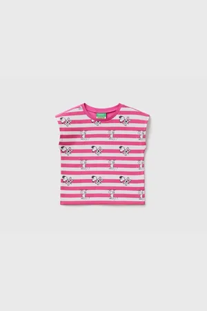 Benetton Fuchsiafarbenes, Gestreiftes T-shirt Mit Snoopy-aufdruck Für Mädchen für Damen - 12–18 Monate