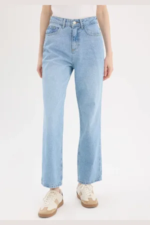 DeFacto Gerade Passform, Hohe Taille, Knöchellange, Gewaschene Jeanshose für Damen - 34