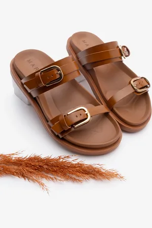 Marjin Hausschuhe Aus Echtem Leder Mit Schnalle für Damen - 39