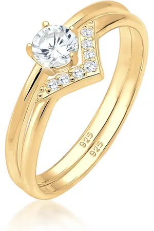 Elli Ring Aus Sterlingsilber Mit Dreiecksmuster Und Zirkonium für Damen - 56