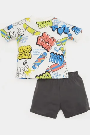 DeFacto Set Aus Stretch-shorts Und Kurzärmligem T-shirt Mit Skateboard-aufdruck Für Babys Und Jungen E5985a525sm für Herren - 12–18 Monate