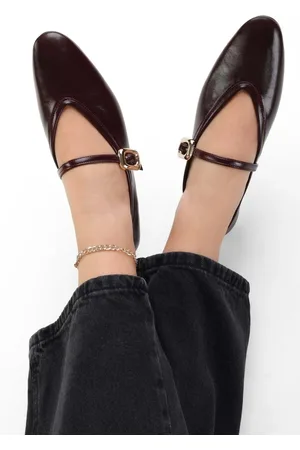 Shoeberry Lorien Burgundy Skin Ballerina-schuhe für Damen - 39