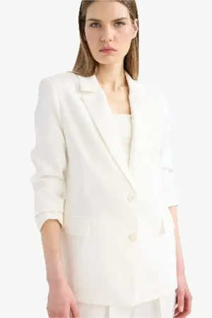 DeFacto Locker Sitzende, Zweireihige, Geknöpfte Blazerjacke Mit Kragen für Damen - 42
