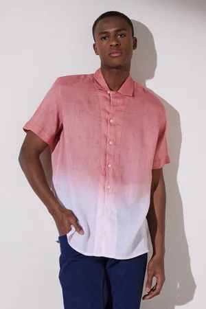 Brooks Brothers Shirt In -weiß Mit Bequemer Passform, Entspannter Passform, Apash-revers, Kurzen Ärmeln Und Batikmuster für Herren - M