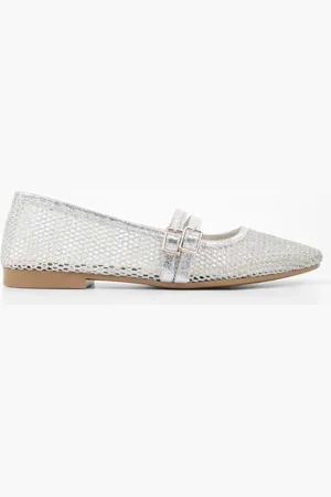 Shoeberry Ballerinas „lume Silver Mesh“ Mit Gürtel für Damen - 39