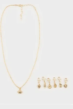DeFacto Goldfarbene, Detaillierte Charm-halskette Mit Austauschbarer Spitze für Damen - One Size