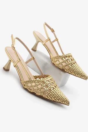 Marjin Stiletto Spitze Zehe Hand Geflochtene Slingback Schuhe Todela Gold - 38
