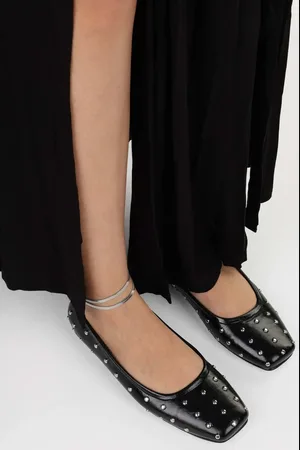 Shoeberry Zoe Black Trock Ballerinas Mit Stumpfer Zehenpartie für Damen - 39