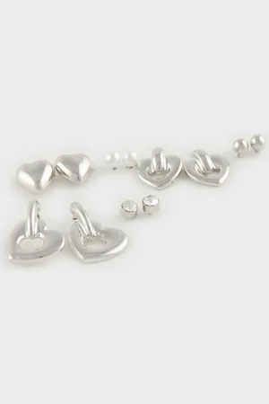 DeFacto Silberne Ohrringe Mit 6 Herzen – E4067axns für Damen - One Size