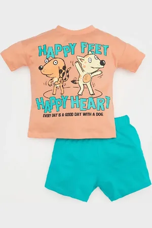 DeFacto 2-teiliges Set Für Babys, Bedrucktes Kurzarm-t-shirt Mit Dehnbarer Taille Und Shorts E4909a525sm für Herren - 4–5 Jahre