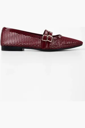 Shoeberry Ballerinas „lume Claret Red“ Mit Netzstoff Und Gürtel für Damen - 36