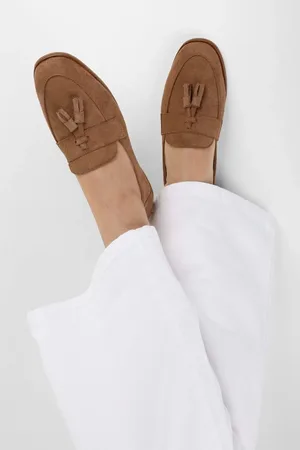 Shoeberry Ballerinas „brie“ Aus Braunem Wildleder Mit Quasten für Damen - 38